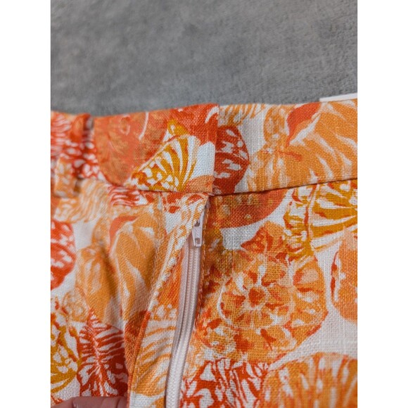 LOFT Peyton Shorts 8 Orange White Seashell Linen Blend Pleated Summer - Picture 4 of 10